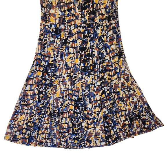 Jones New York Collection Blue Orange Abstract Print Sleeveless Midi Dress Sz L - Picture 6 of 11